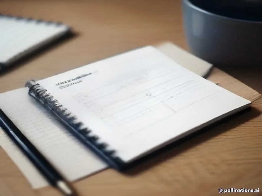 A close-up shot of a smartphone lying next to a notebook with handwritten goals, displaying a career planning applicatio