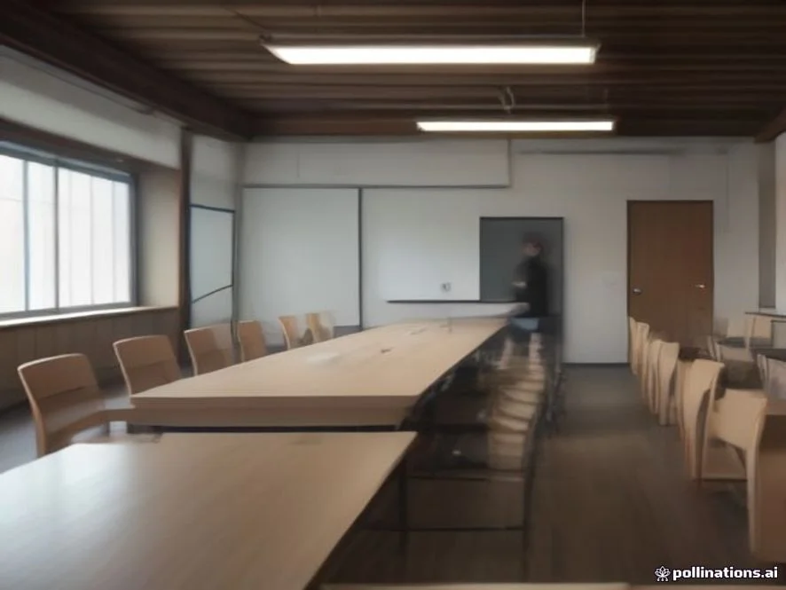 A diverse business team collaborating around a modern wooden table in a Tokyo conference room, , , , warm corporate ligh